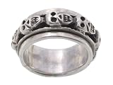 SilverBin Sterling Silver Polished Skull Face Spinner Style Band Ring