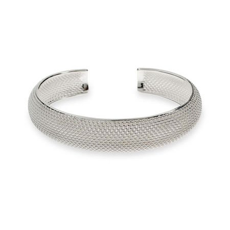 Eve's Addiction Sterling Silver Mesh Cuff Bracelet