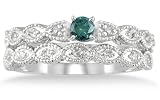 1/3 Carat TW Blue and White Diamond Bridal Set in 10K White Gold