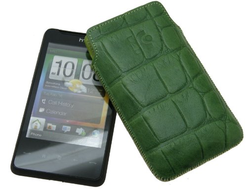 Suncase Ledertasche f&uuml;r HTC HD Mini croco gr&uuml;n Preisvergleich