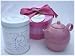 Think Pink Teapot Gift - Pink Heart Hat Cookie Box, Pink Individual Cup and Teapot and Five Flower Garden Blend Tea in Teabags