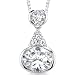 Enchanting Sparkle: Sterling Silver Art Deco Inspired Bridal Style Drop Pendant Necklace with Semi Bezel set CZ Diamonds
