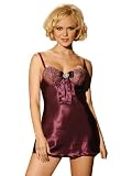 Purple Satin Chemise Sexy Sleepwear Rhinestone Pin