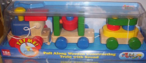 Childrens Toyshop  Third Party New : First Learning Wooden Pull Along Train with Sound