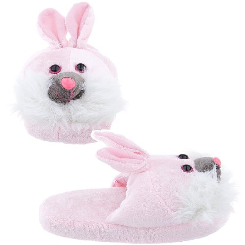 Pink and White Bunny Slippers for Women