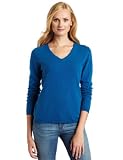 Sofie Women's Long Sleeve 100% Cashmere V-Neck Sweater, Ocean, Large