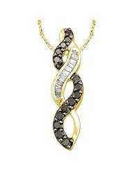 0.34 Carat (ctw) 14k Yellow Gold Black & White Diamond Ladies Infinity Swirl Pendant