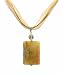 Necklace - N19 - Genuine Semi Precious Gemstone on Five-Strand Organza and Cotton Cord + 2" Extension Chain - Rectangular Shape ~ Tri-Color Jade