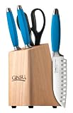 Ginsu Sofuto Series 5-Piece Japanese 420J2 Stainless Steel Lotus Style Cutlery Set in Natural Storage Block 5824