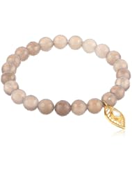 Satya Jewelry "Peacock" Gray Agate Dignity Stretch Bracelet, 7.9"