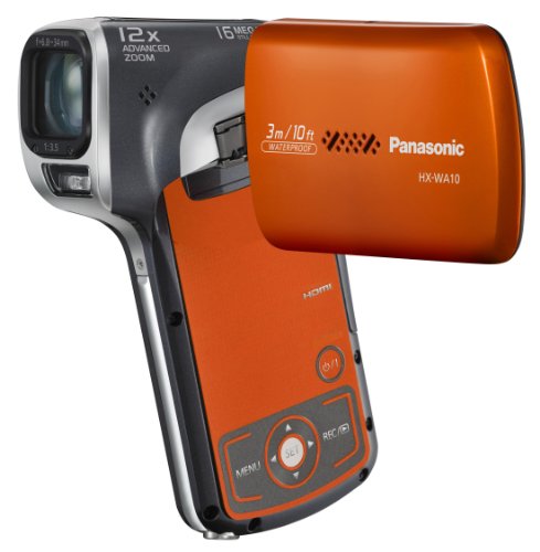 Panasonic HX-WA10EG-D Full HD Mobilkamera-Camcorder (16 Megapixel, 5-fach opt. Zoom, 6,9 cm (2,7 Zoll) Display, bis 3m wasserdicht) orange