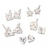 Bridge Jewelry 5 Pair CZ Earrings - Silver