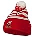 e4Hats.com Ho Ho Ho Santa Embroidered Striped Pom Cuff Beanie - Red White OSFM