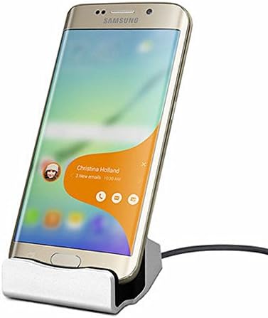Universal Android Smartphones Stand Holder Micro USB Charge Charge for Samsung Galaxy S7 S6 Edge Plus S4 Note 5 LG G2 Desktop Desk Charger Dock Cradle Base Charging Station (Silver)