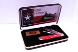 Case Cutlery CAT-TXR/RPB Case's Texas Rangers Pick Bone Handle Trapper Pocket Knife with Tru Sharp Surgical Steel Blades, Red