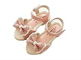 キッズ 夏 ガールズ プリンセス サンダル リボン おしゃれ（ピンク、17.0cm）