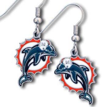 NFL Dangling Earrings - Miami Dolphins Logo (Quantity of 1)