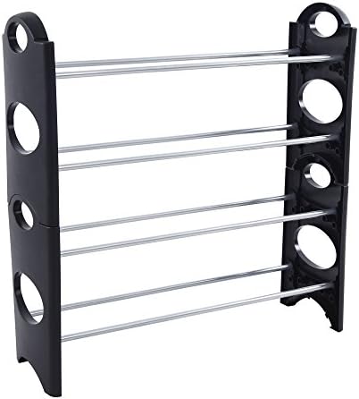 Detachable Shoe Rack,Store Upto 20 Pairs,4-Tier Portable Wardrobe Closet Bench Tower-Black