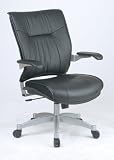 Deluxe Leather Managers Chair With Cantilever Arms And Platinum Finish Base By Office Star