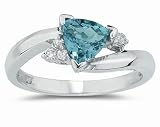 .75ct Trillion Cut Aquamarine and Diamond Ring in 14K White Gold
