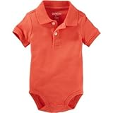 オシュコシュ OSHKOSH/ ピケポロボディスーツ コーラル ロンパース半袖 12ヶ月【並行輸入】