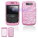 BlackBerry Curve 8900 Pink/white Zebra Laser Cut Silicon Skin Case