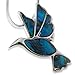 Cute Silver and Blue Green Abalone Paua Hummingbird Pendant Mood Necklace Fashion Jewelry for Women Girls