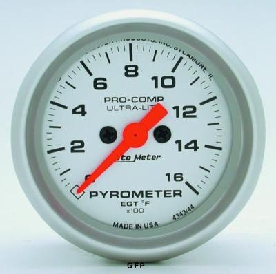 Auto Meter | 4344 2 1/16 Ultra-Lite - Pyrometer Kit - Electric - Full Sweep - 0-1600 Degrees F