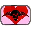 Pink Red HEART WINGED SKULL Belt Buckle