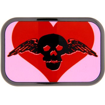 Pink Red HEART WINGED SKULL Belt Buckle