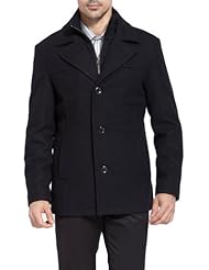 BGSD Mens Thomas Wool Blend Single Breasted Bibbed Car Coat - Black XXL