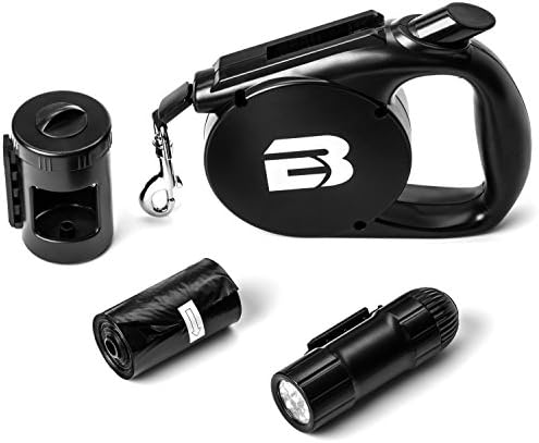 3 in 1 Retractable Dog Leash (With LED Light + Bag Dispenser) - These Durable, Thick &amp; Adjustable 15 Foot Leashes are The Best for Training, Walking, Jogging- Small, Medium, or Large, Strong Dogs