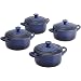 Le Creuset Set of 4 Mini Cocottes with Cookbook, Cobalt