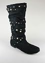Suede Stud Trim Strappy Boot