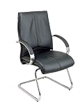 Deluxe Mid Back Leather Visitors Chair With Chrome Base And Padded Chrome Arms By Office Star