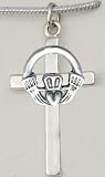 The is a Marvelous Claddagh Cross in Sterling Silver