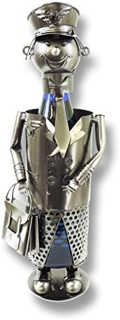 Wine Bottle Holder Metal Art Sculpture, Pilot
