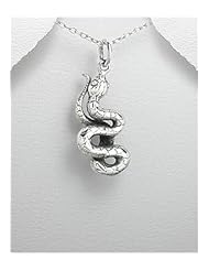 Snake Pendant Necklace In Sterling Silver