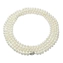 Sterling Silver White Freshwater Cultured Pearl A Grade 6.5-7mm Necklace, 60"