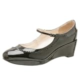 ALL BLACK Women's 3NY-43 Patent Mary Jean Wedge