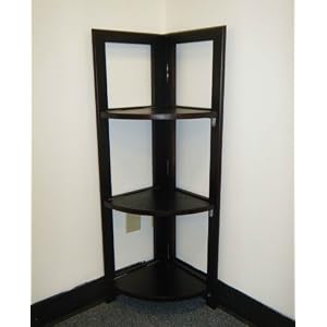 Espresso Wood 3-Tier Folding Corner Bookshelf Bookcase by Ennospace