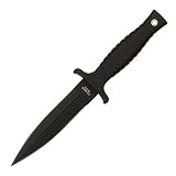 Boot Knife – 9″ Black with Black Leather Clip-on Sheath
