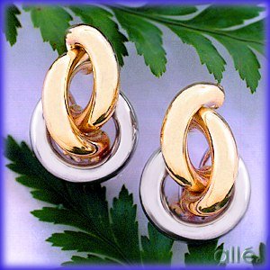14K 2 Tone Double Knot Earrings