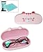JAVOedge Hard Shell Cute Cartoon Cat Face Eyeglass Case (Pink), Bonus Free Soft Microfiber Lens Cleaning Cloth