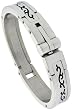 5/8" (15 mm) wide Gent's Surgical Steel Bangle Bracelet, w/ Enamel Tribal Pattern
