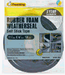 Frost King R516H 1-1/4-Inch by 7/16-Inch by 10-Foot Thick Sponge Rubber Foam Tape, Black