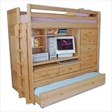 Tradewins W-NA-B70-BF Birch Youth Computer Loft Bed in Natural Finish