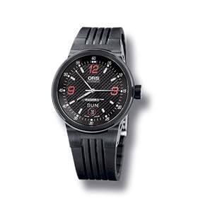 Oris Men's Williams F1 Team Carbon Fiber Dial Red Numbered Rubber Strap Watch #4748RS