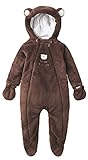 (コ-ランド) Co-land ベビー服 ロンパース 赤ちゃん カバーオール 新生児 長袖 フード 耳付き アニマル 着ぐるみ コスチューム 女の子 男の子 出産祝い 可愛い コーヒー色クマ 80