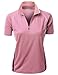 Coolon 2 Tone Collar Short Sleeve Zipper Polo Tee Pink M